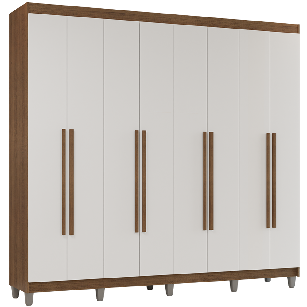 Guarda-Roupa Casal com Pés 8 Portas Batentes Rustic/Branco/Rustic Venus Madesa
