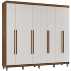 Guarda-Roupa Casal com Pés 8 Portas Batentes Rustic/Branco/Rustic Venus Madesa