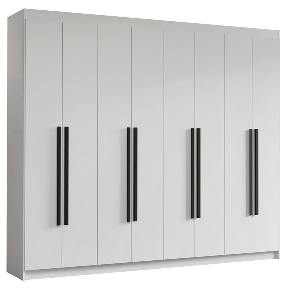Guarda-Roupa Casal 8 Portas Batentes Branco/Branco/Preto Venus Madesa