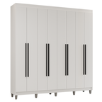 Guarda-Roupa Casal com Pés 8 Portas Batentes Branco/Branco/Preto Venus Madesa