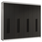 Guarda-Roupa Casal 8 Portas Batentes Branco/Preto/Preto Venus Madesa