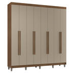 Guarda-Roupa Casal com Pés 8 Portas Batentes Rustic/Crema/Rustic Venus Madesa
