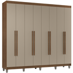 Guarda-Roupa Casal com Pés 8 Portas Batentes Rustic/Crema/Rustic Venus Madesa
