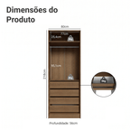 Guarda-Roupa Modulado 2 Portas com Espelho 4 Gavetas 1 Cabideiro Rustic/Crema Neo Madesa