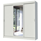 Guarda-Roupa Casal Madesa Istambul 3 Portas de Correr com Espelho 3 Gavetas Branco