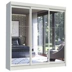 Guarda-Roupa Casal Madesa Istambul 3 Portas de Correr de Espelho 3 Gavetas Branco