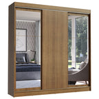 Guarda-Roupa Casal Madesa Istambul 3 Portas de Correr com Espelhos 3 Gavetas Rustic
