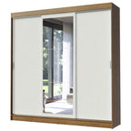 Guarda-Roupa Casal Madesa Istambul 3 Portas de Correr com Espelho 3 Gavetas Rustic/Branco