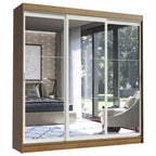 Guarda-Roupa Casal Madesa Istambul 3 Portas de Correr de Espelho 3 Gavetas Rustic/Branco