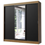 Guarda-Roupa Casal Madesa Istambul 3 Portas de Correr com Espelho 3 Gavetas Rustic/Preto