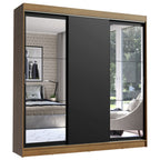 Guarda-Roupa Casal Madesa Istambul 3 Portas de Correr com Espelhos 3 Gavetas Rustic/Preto
