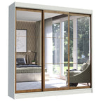 Guarda-Roupa Casal Madesa Istambul 3 Portas de Correr de Espelho 3 Gavetas Branco/Rustic