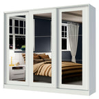 Guarda-Roupa Casal 100% MDF Madesa Eros 3 Portas de Correr de Espelho Branco