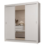 Guarda-Roupa Casal 3 Portas de Correr com Espelho 2 Gavetas Branco Sublime Madesa