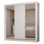Guarda-Roupa Casal 3 Portas de Correr com Espelhos 2 Gavetas Branco Sublime Madesa