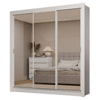 Guarda-Roupa Casal 3 Portas de Correr de Espelho 2 Gavetas Branco Sublime Madesa