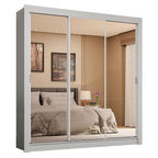 Guarda-Roupa Casal 3 Portas de Correr de Espelho 4 Gavetas Branco Sublime Plus Madesa