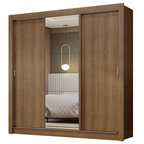 Guarda-Roupa Casal 3 Portas de Correr com Espelho Rustic Nobre Madesa