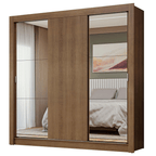 Guarda-Roupa Casal 3 Portas de Correr com Espelhos Rustic Nobre Madesa