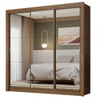 Guarda-Roupa Casal 3 Portas de Correr de Espelho Rustic Nobre Madesa