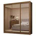 Guarda-Roupa Casal 3 Portas de Correr de Espelho 2 Gavetas Rustic Sublime Madesa