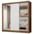 Guarda-Roupa Casal 3 Portas de Correr com Espelhos Rustic/Branco Nobre Madesa
