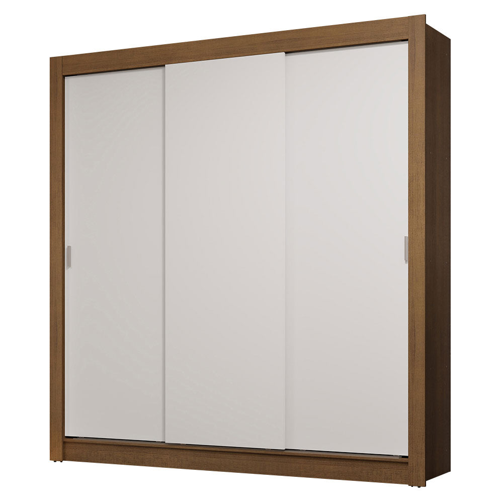 Guarda-Roupa Casal 3 Portas de Correr Rustic/Branco Sublime Madesa