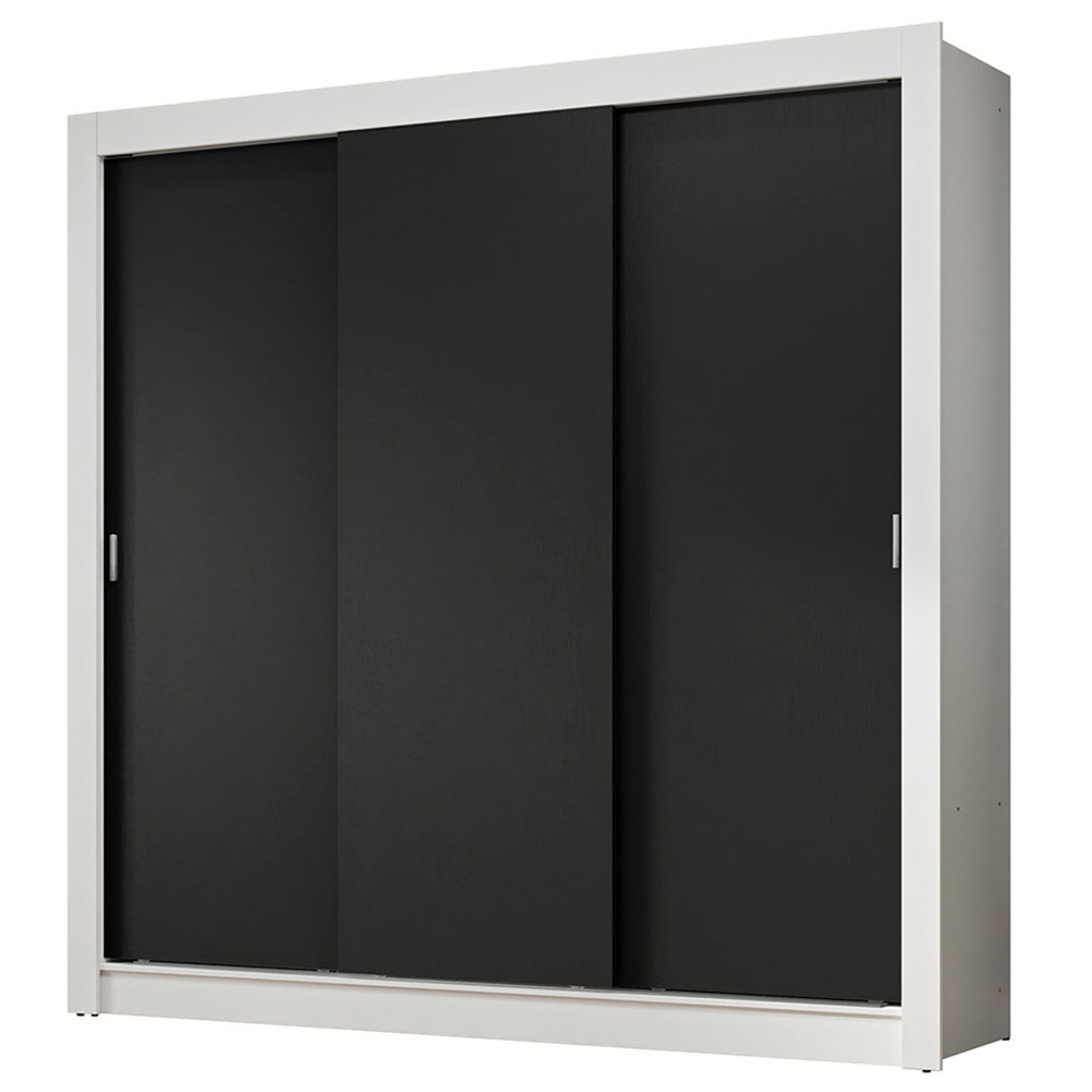 Guarda-Roupa Casal 3 Portas de Correr Branco/Preto Nobre Madesa