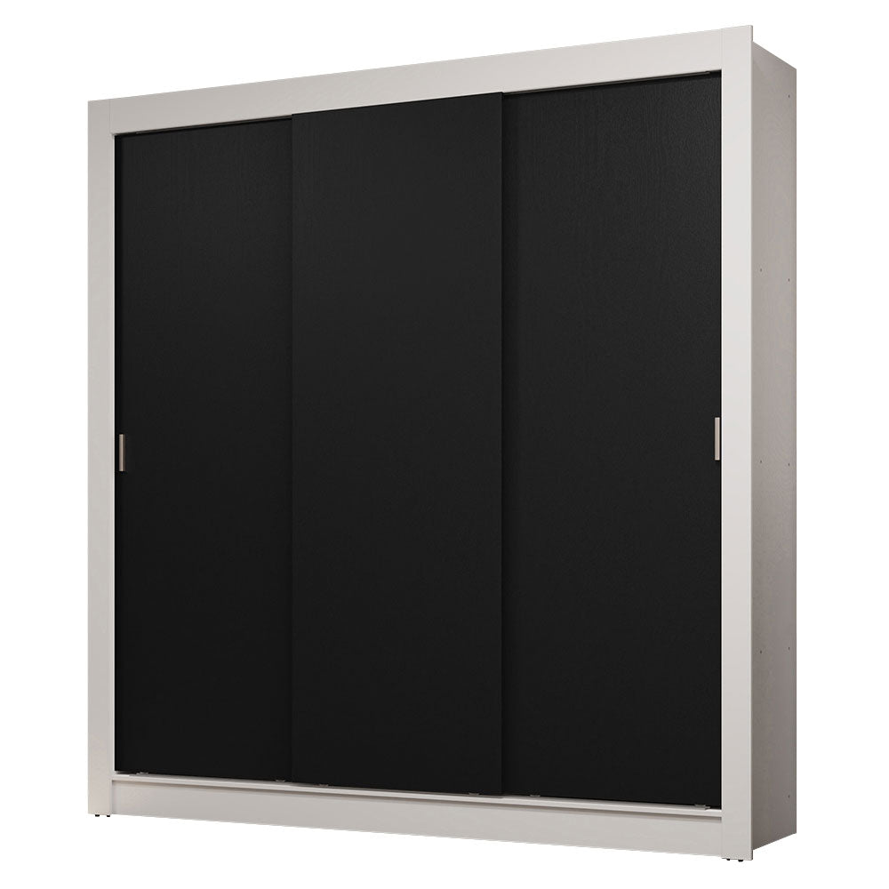 Guarda-Roupa Casal 3 Portas de Correr Branco/Preto Sublime Madesa
