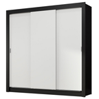 Guarda-Roupa Casal 3 Portas de Correr Preto/Branco Nobre Madesa