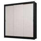 Guarda-Roupa Casal 3 Portas de Correr Preto/Branco Sublime Madesa