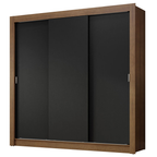 Guarda-Roupa Casal 3 Portas de Correr Rustic/Preto Nobre Madesa