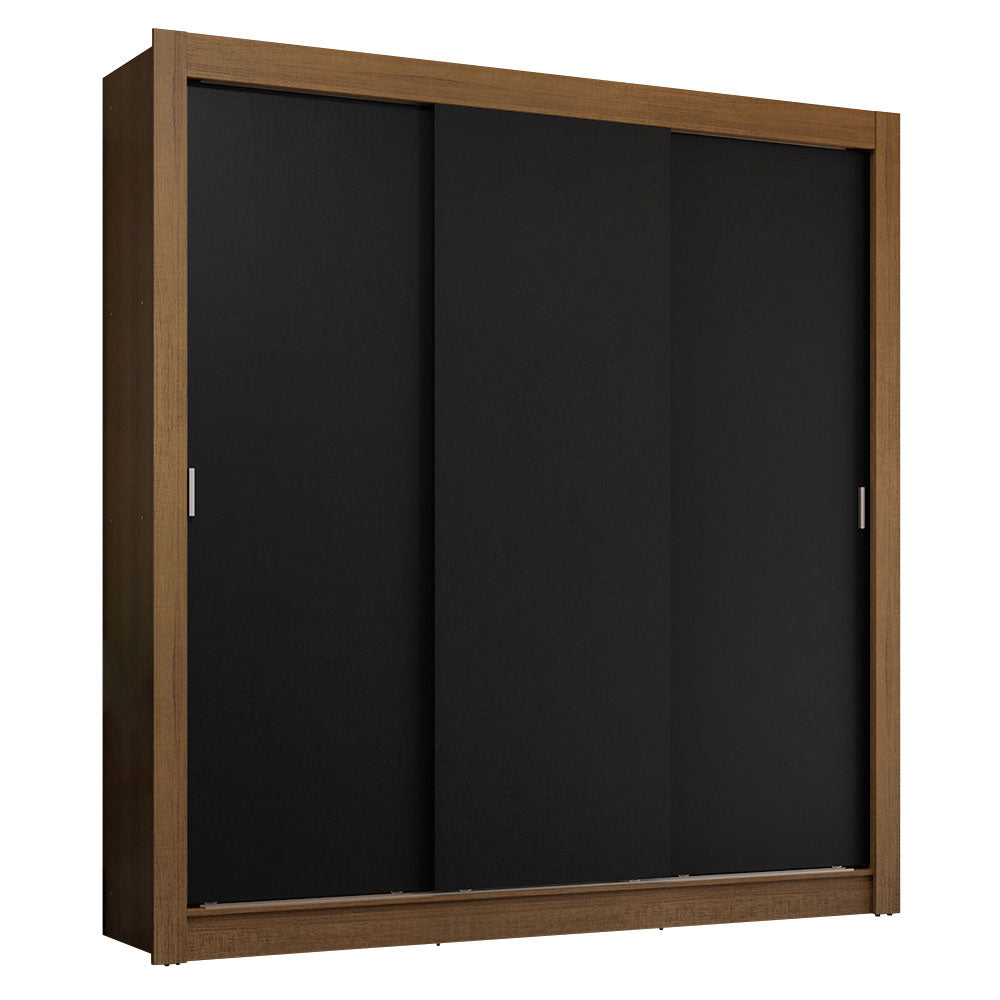 Guarda-Roupa Casal 3 Portas de Correr Rustic/Preto Sublime Plus Madesa
