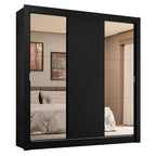 Guarda-Roupa Casal 3 Portas de Correr com Espelhos 4 Gavetas Preto Sublime Plus Madesa