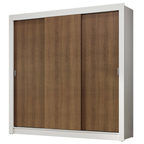 Guarda-Roupa Casal 3 Portas de Correr Branco/Rustic Nobre Madesa