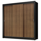 Guarda-Roupa Casal 3 Portas de Correr Preto/Rustic Nobre Madesa