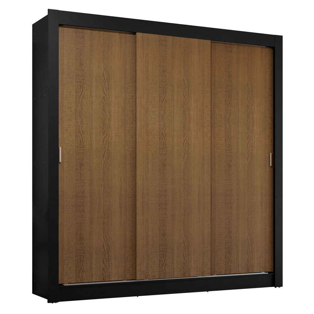 Guarda-Roupa Casal 3 Portas de Correr Preto/Rustic Sublime Plus Madesa