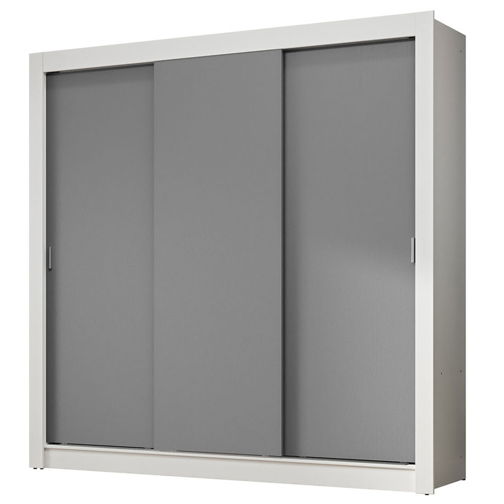 Guarda-Roupa Casal 3 Portas de Correr Branco/Cinza Nobre Madesa