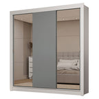 Guarda-Roupa Casal 3 Portas de Correr com Espelhos 2 Gavetas Branco/Cinza Sublime Madesa