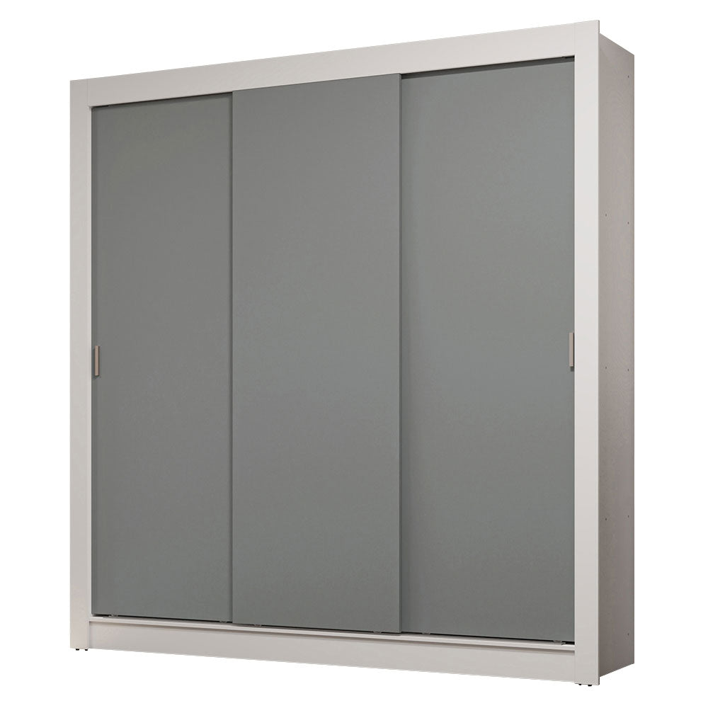 Guarda-Roupa Casal 3 Portas de Correr Branco/Cinza Sublime Madesa