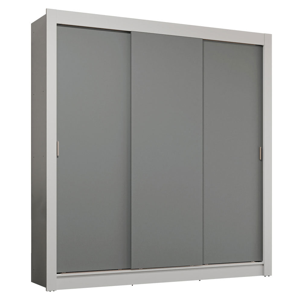 Guarda-Roupa Casal 3 Portas de Correr Branco/Cinza Sublime Plus Madesa
