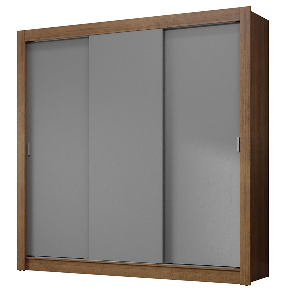 Guarda-Roupa Casal 3 Portas de Correr Rustic/Cinza Nobre Madesa
