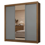 Guarda-Roupa Casal 3 Portas de Correr com Espelho 2 Gavetas Rustic/Cinza Sublime Madesa
