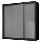 Guarda-Roupa Casal 3 Portas de Correr Preto/Cinza Nobre Madesa
