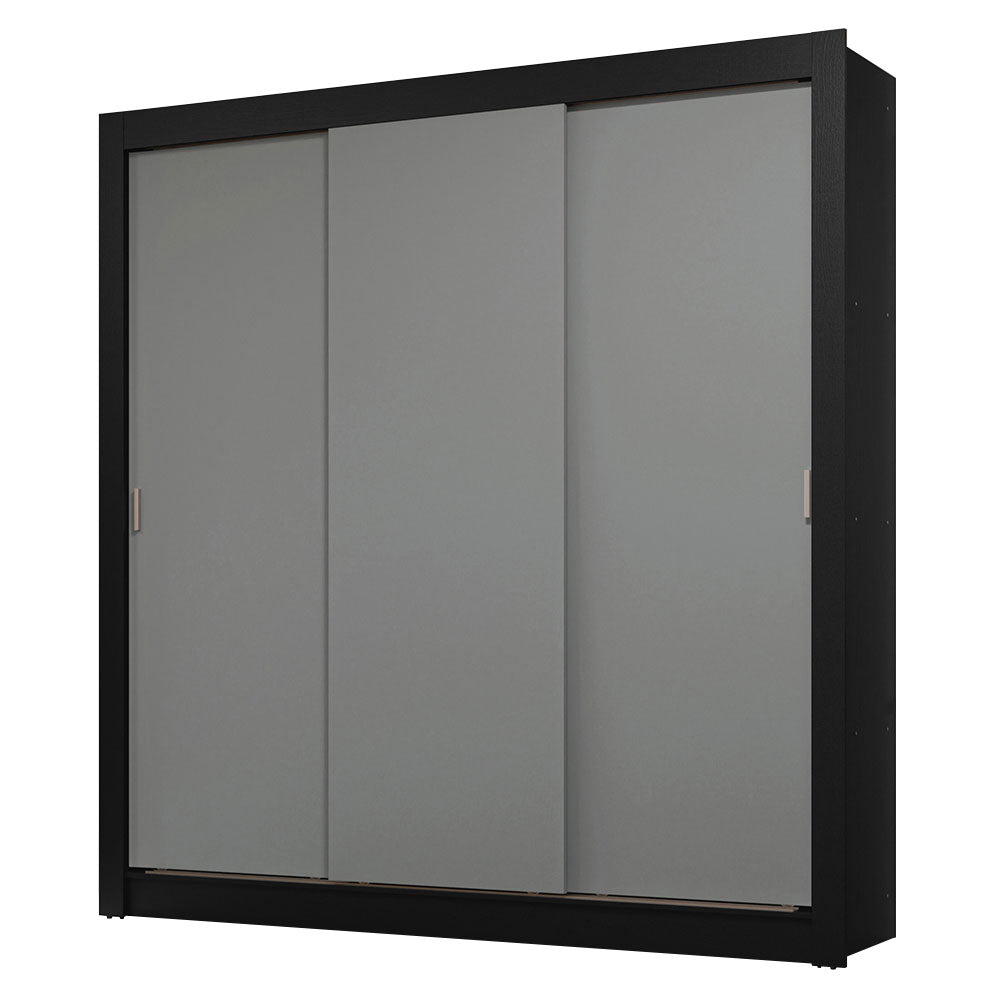 Guarda-Roupa Casal 3 Portas de Correr Preto/Cinza Sublime Madesa