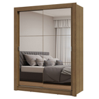 Guarda-Roupa Solteiro 2 Portas de Correr com Espelhos Rustic Milano Madesa