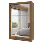 Guarda-Roupa Solteiro 2 Portas de Correr com Espelhos 2 Gavetas Rustic Vivare Madesa