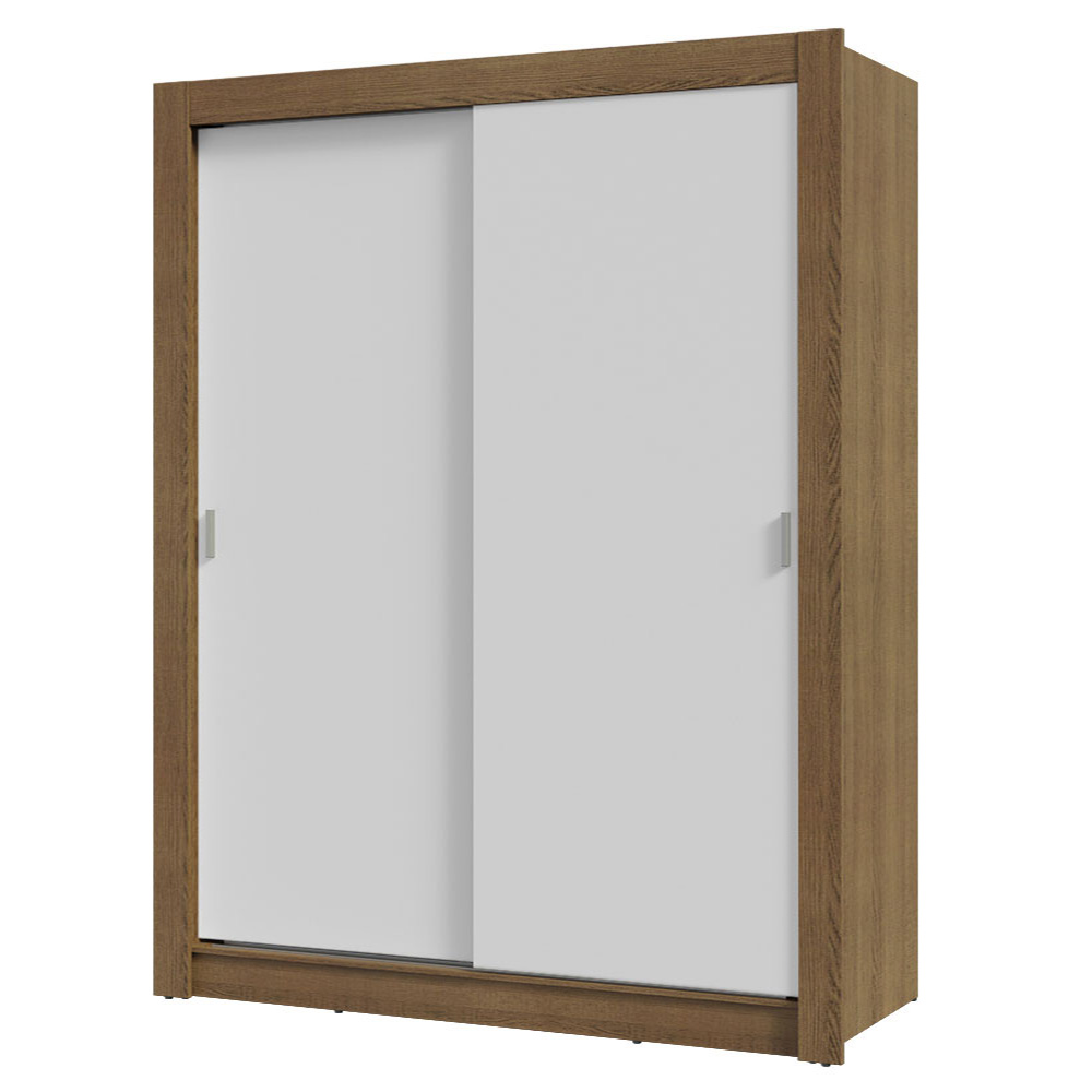 Guarda-Roupa Solteiro 2 Portas de Correr Rustic/Branco Milano Madesa