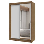 Guarda-Roupa Solteiro 2 Portas de Correr com Espelho 2 Gavetas Rustic/Branco Vivare Madesa