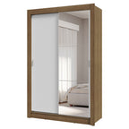 Guarda-Roupa Solteiro 2 Portas de Correr com Espelho 4 Gavetas Rustic/Branco Vivare Plus Madesa